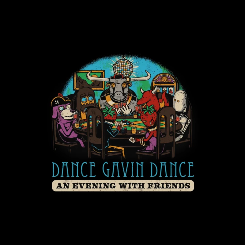 Dance Gavin Dance: Cartoon Characters Playing Poker Under Disco Ball Pin