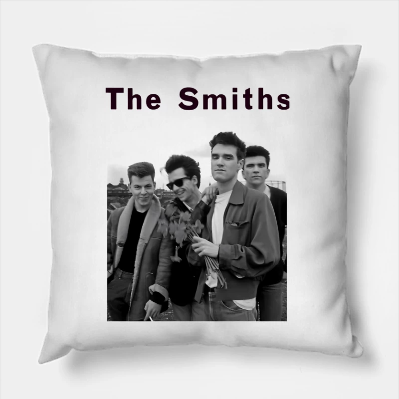 The Smiths: Iconic 1980s British Indie Rock Band Portrait Throw Pillow