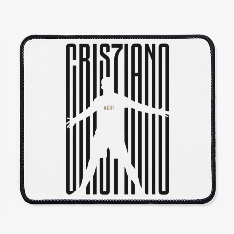 Minimalist CR7 Silhouette with Striped Background Design Mouse Pad