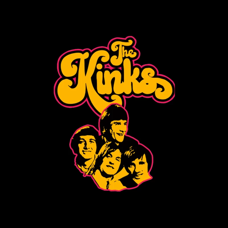 The Kinks Vintage Band Logo with Silhouettes Pin