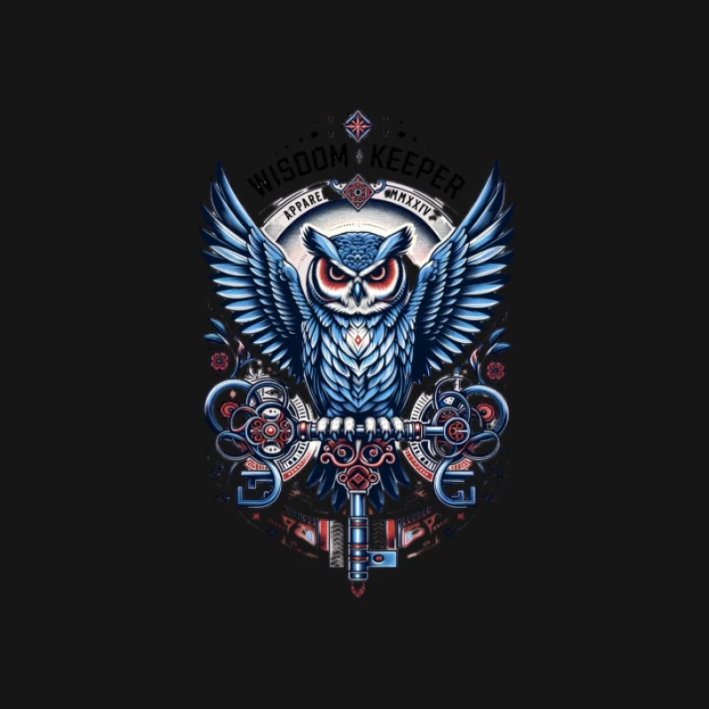 Gardien de la Sagesse: Hibou avec Clé Homme Manches Longues T-Shirt