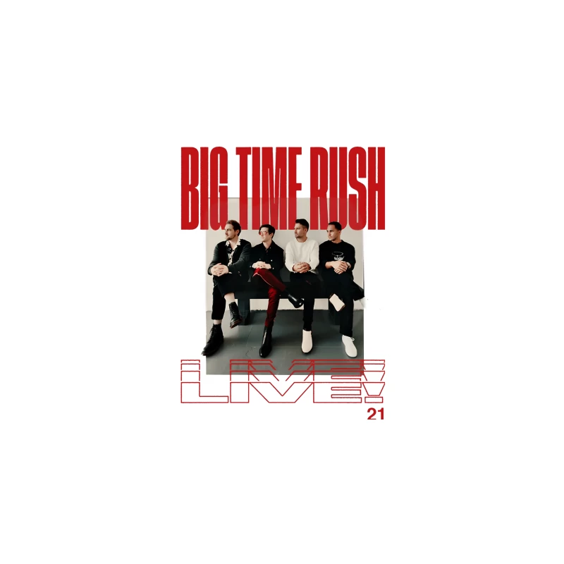 Big Time Rush Band Promotional Photo with Red Typography Design Desk Mat