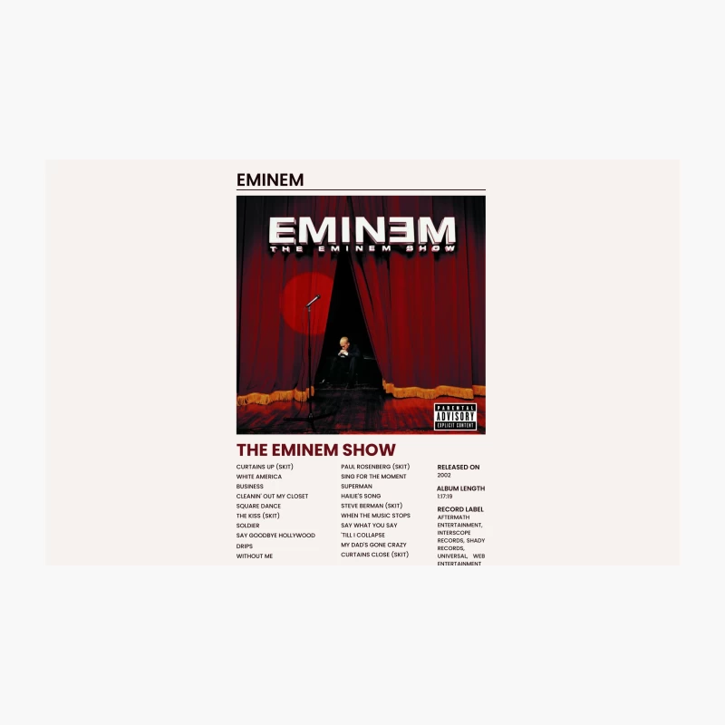 Eminem's "The Eminem Show" Album Cover with Tracklist Travel Mug