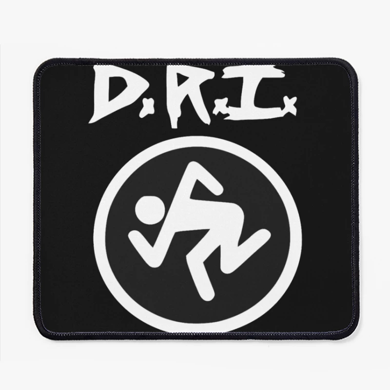 DRI Records Running Man Logo in Black and White Circle Mouse Pad