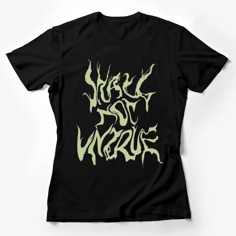 Grün verformte Schrift Damen T-Shirt