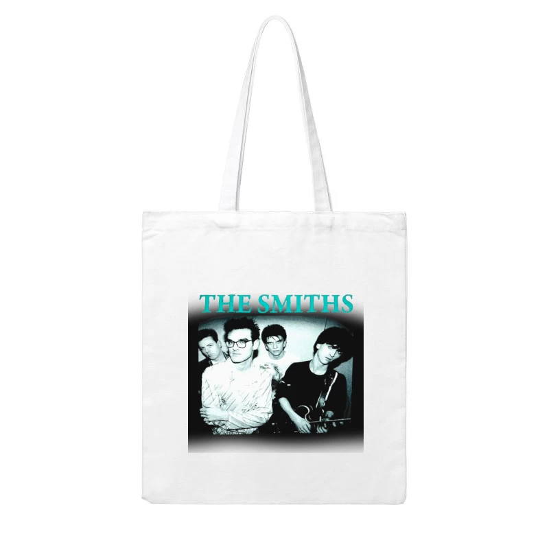 Iconic Black and White Portrait of The Smiths Alternative Rock Band Cotton Tote Bag