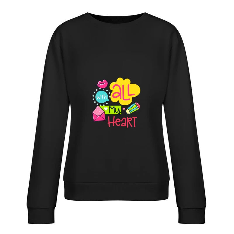 Design coloré avec cœur et crayon Femme Sweat-shirt à enfiler
