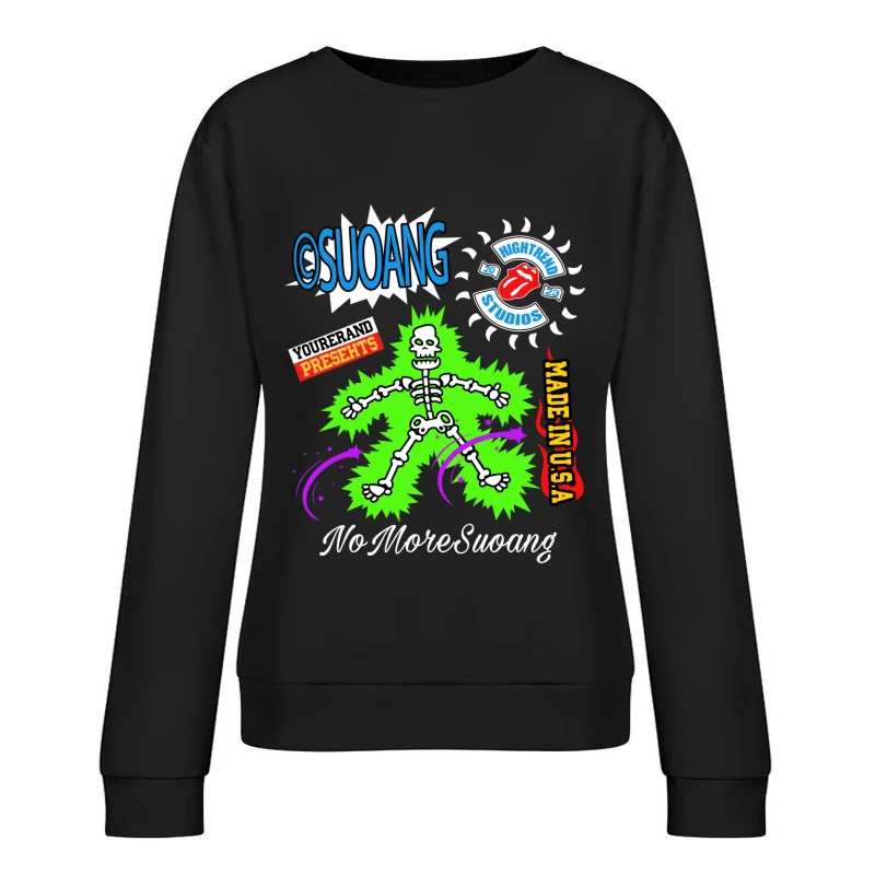 Kreatives Design mit Skelett und Logos Damen Pullover Sweatshirt