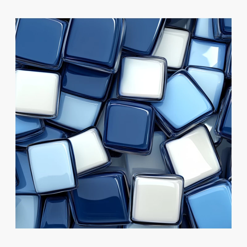 Abstract Blue and White Geometric Square Pattern