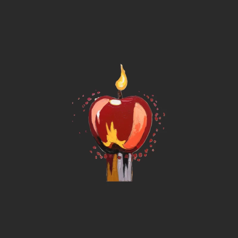 Surrealist Painting of a Candlelit Apple Baseball Cap