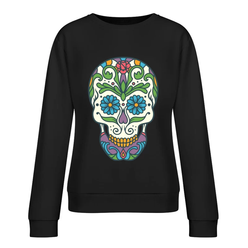 Crâne de sucre coloré pour le Jour des Morts Femme Sweat-shirt à enfiler