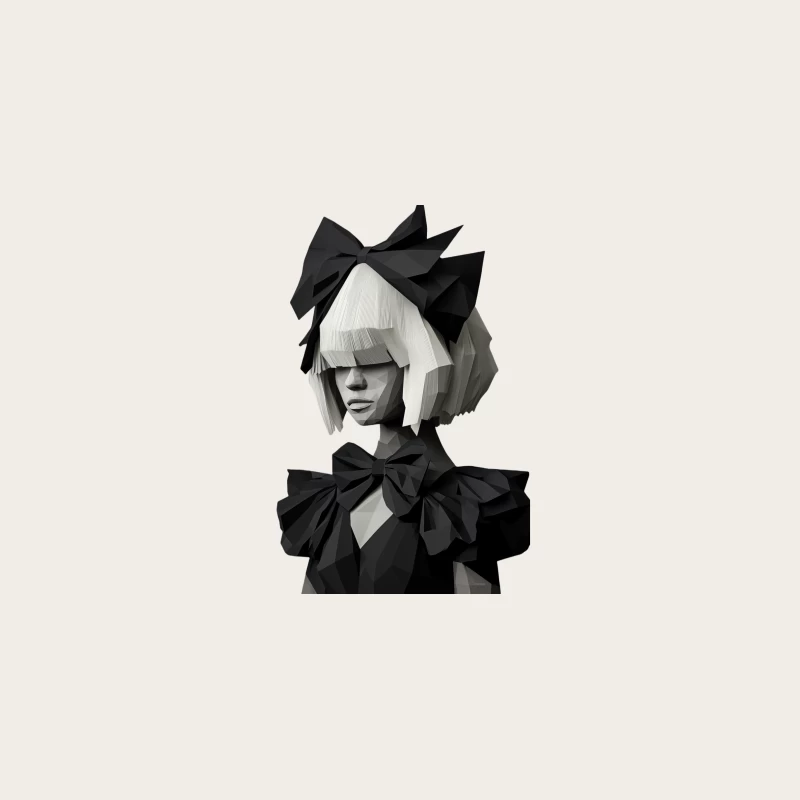 Geometric Paper Portrait: Modern Origami Fashion Art Bucket Hat
