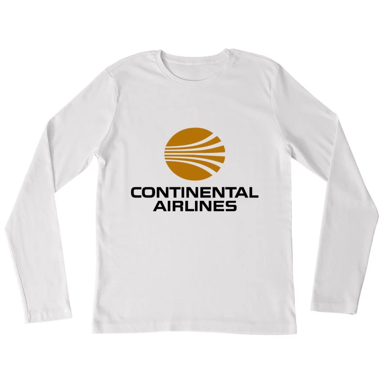 Continental Airlines Vintage Corporate Logo with Gold Globe Design Female Long Sleeve T-Shirt