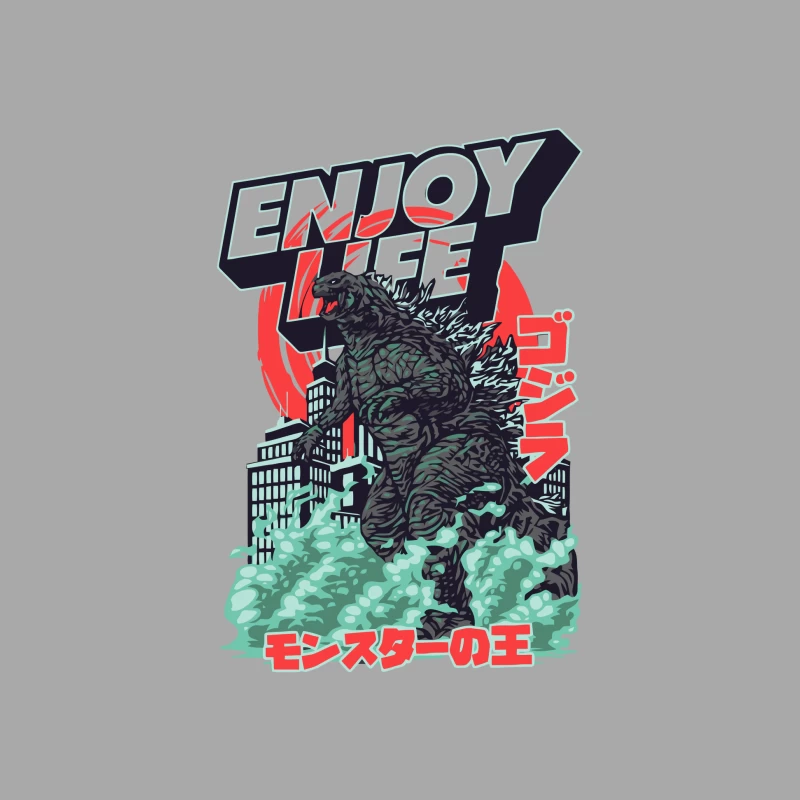 Godzilla Enjoy Life Graphic Female Pullover Hoodie