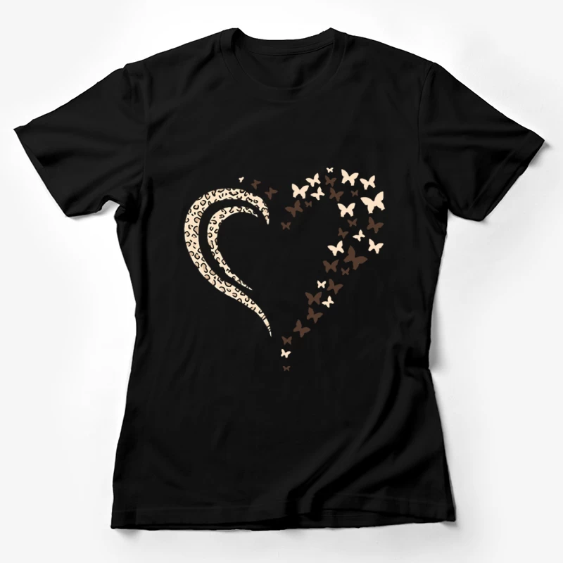 Herz mit Leopardenmuster und Schmetterlingen Damen T-Shirt