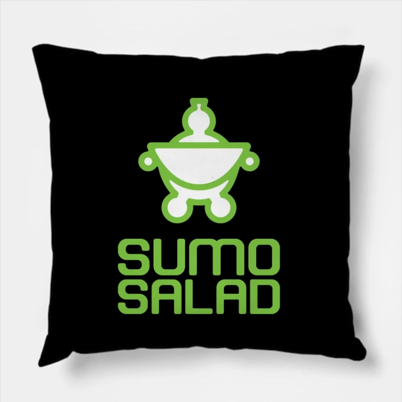 Green Minimalist Sumo Salad Restaurant Logo Throw Pillow