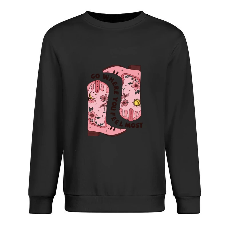 Kunstvolle Cowboystiefel Illustration Herren Pullover Sweatshirt