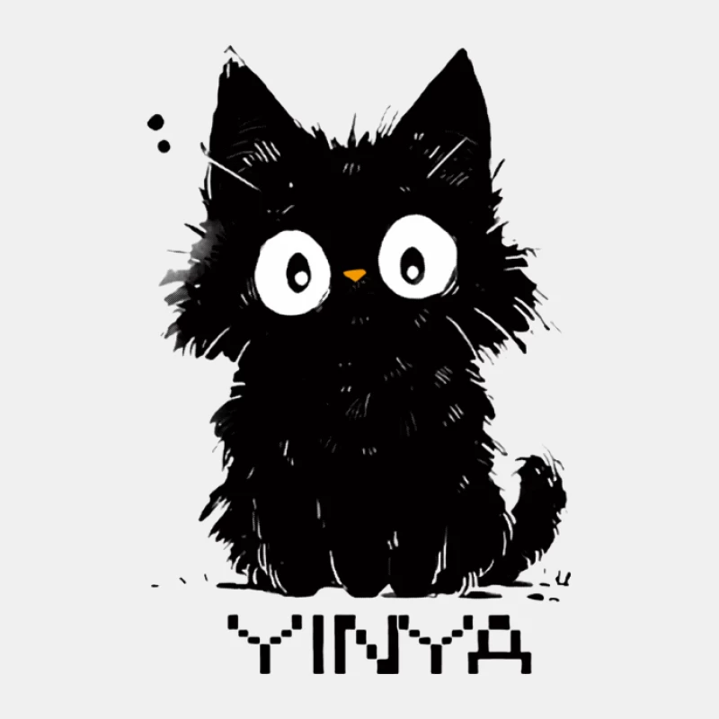Schwarze flauschige Katze Illustration Herren Tanktops