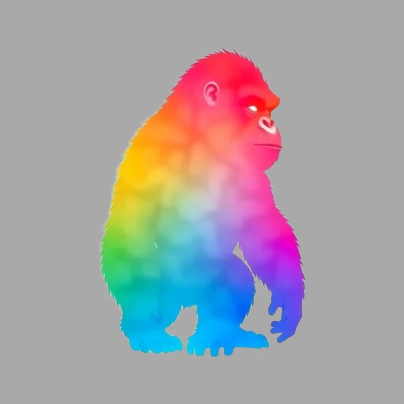 Rainbow Gradient Gorilla Silhouette Art Female Pullover Hoodie