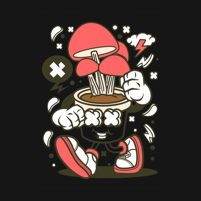 Champignon cartoon énergique Homme T-Shirt