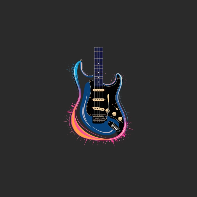 Vibrant Electric Guitar with Artistic Splash Effect Baseball Cap
