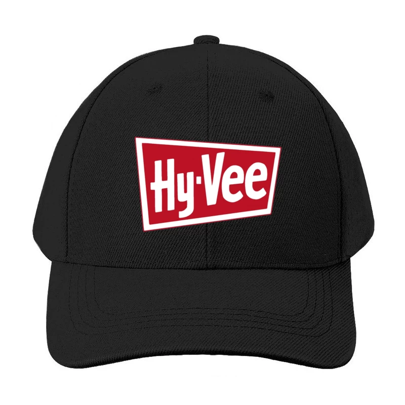 Hy-Vee Supermarket Chain Logo in Red and White Baseball Cap