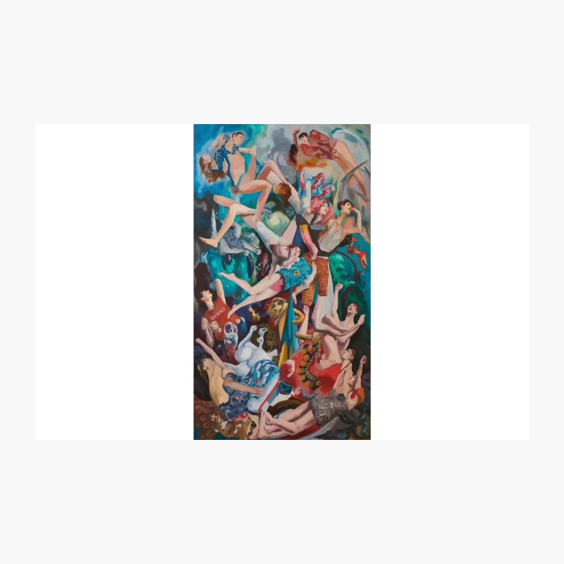 Surrealist Abstract: A Chaotic Dance of Nude Figures Travel Mug