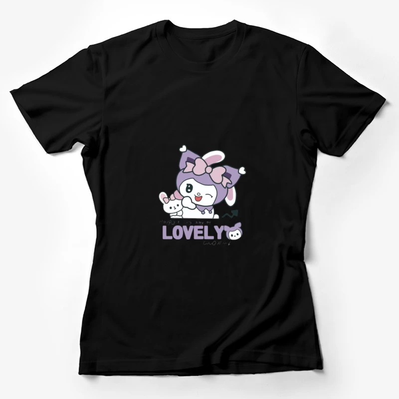 Design di personaggio carino con fiocco Maglietta Donna