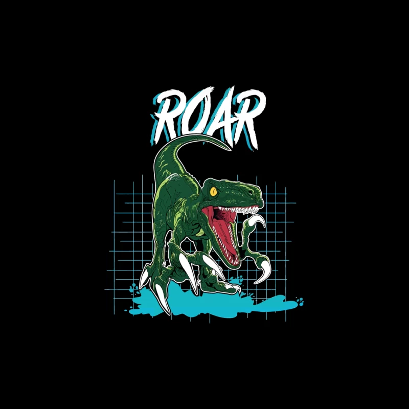 Velociraptor Roar: Neo-Retro Power Tapestry