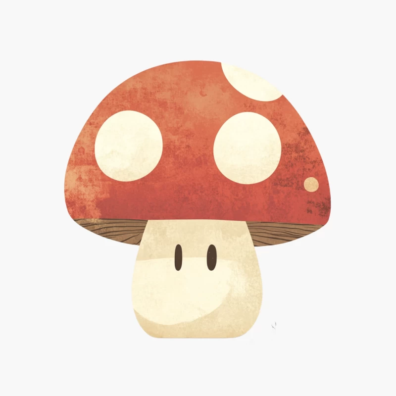 Cute Cartoon Red Spotted Mushroom with Vintage Illustration Style Cotton Tote Bag