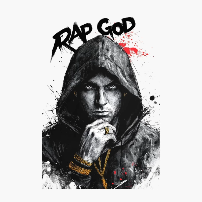 Intense Hooded Rap God in Graffiti Style Cotton Tote Bag