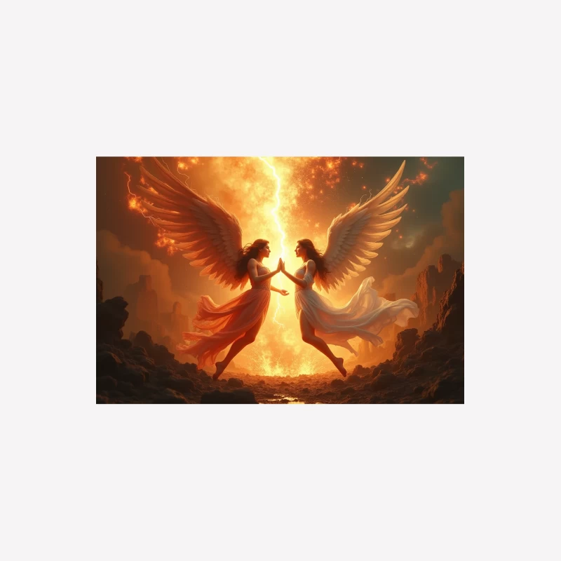 Celestial Dance: Angels of Fire and Light Male T-Shirt
