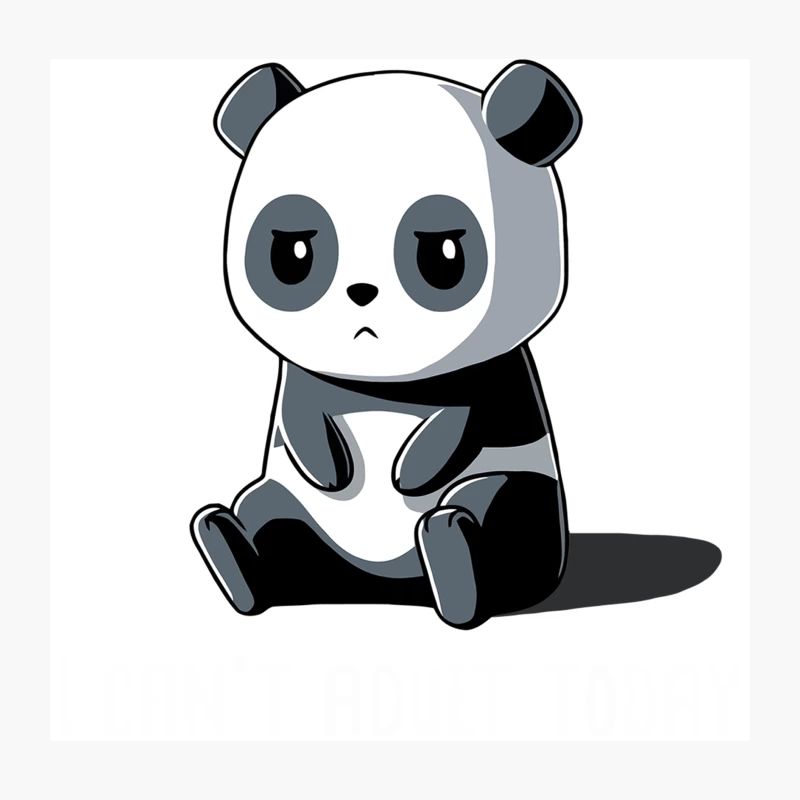 Cute Cartoon Panda Sitting Sadly Throw Pillow