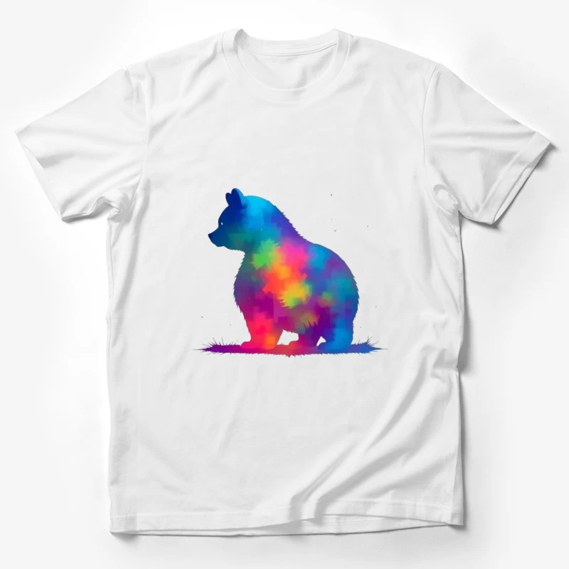 Rainbow Watercolor Bear Silhouette Art Male T-Shirt