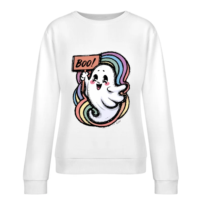 Dessin animé de fantôme joyeux pour Halloween Femme Sweat-shirt à enfiler