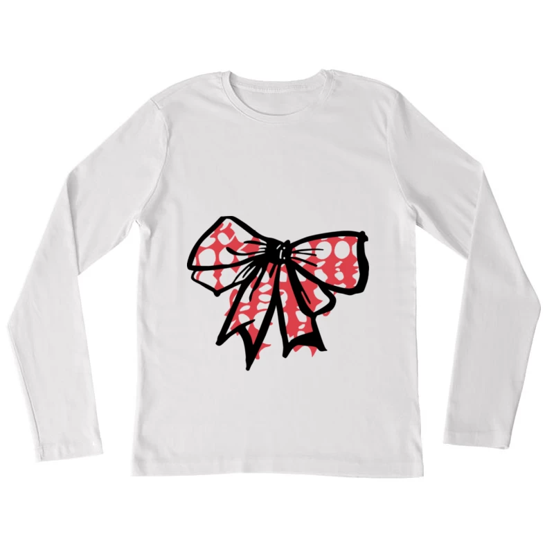 Elegante Schleife mit Punkten Damen Langarm T-Shirt