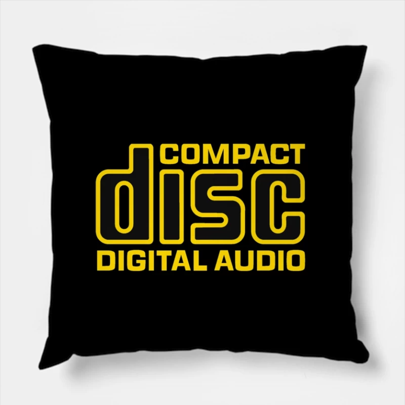 Vintage Compact Disc Digital Audio Yellow Logo Design Throw Pillow