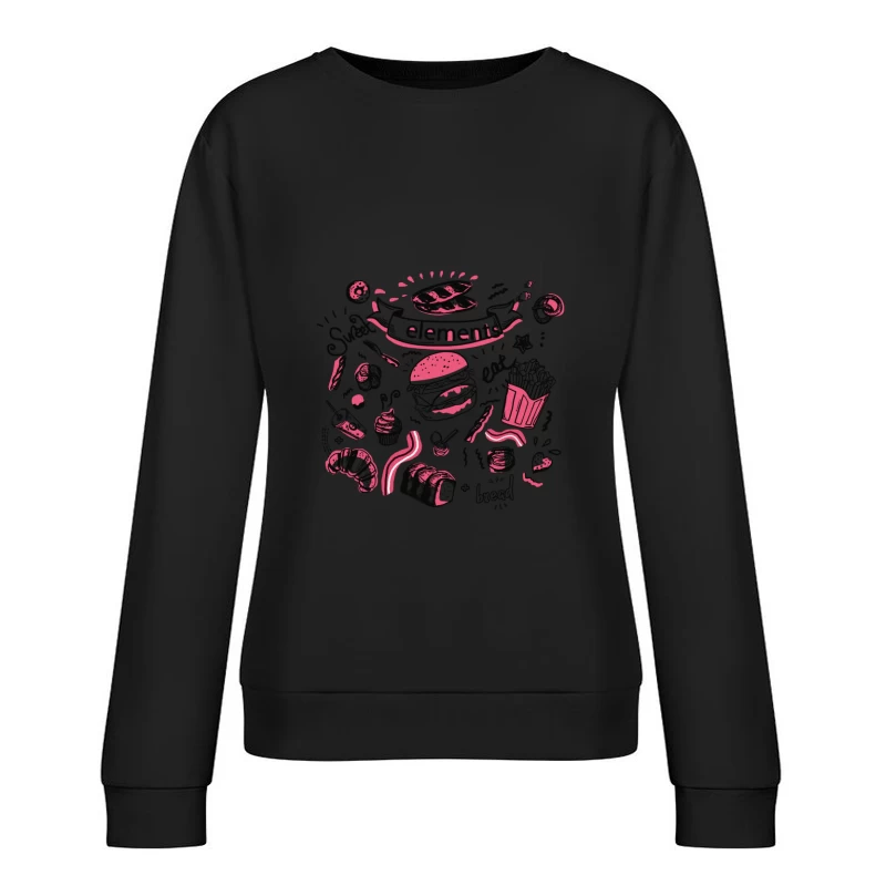 Fast Food und Süßigkeiten Illustration Damen Pullover Sweatshirt
