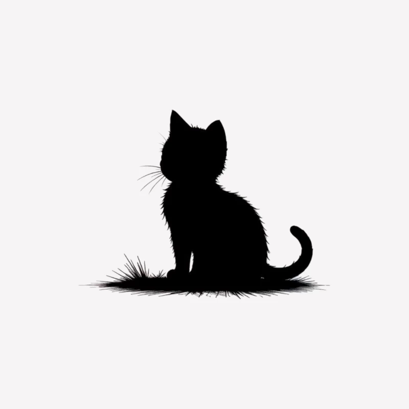 Minimalist Black Cat Silhouette Art Female T-Shirt