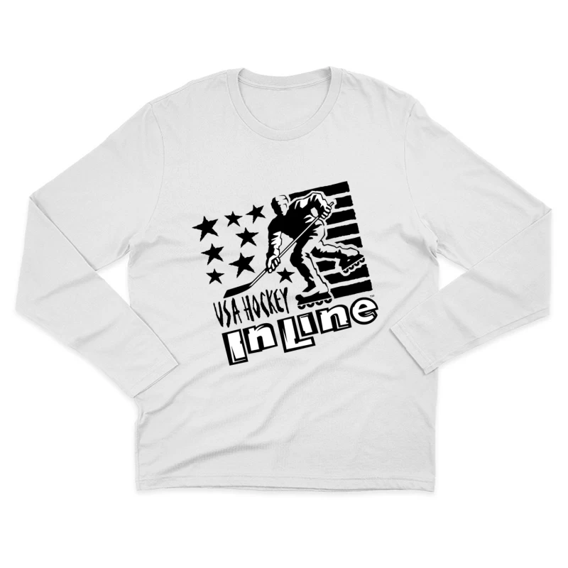 USA Inline Hockey Sports Logo with Stars and Stripes Design Male Long Sleeve T-Shirt