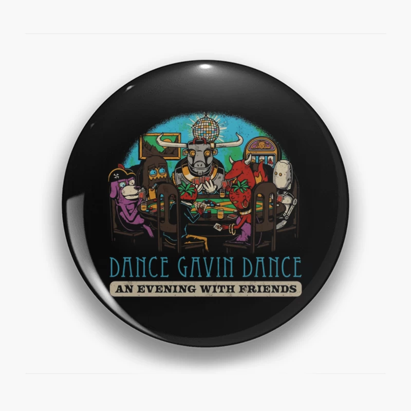 Dance Gavin Dance: Cartoon Characters Playing Poker Under Disco Ball Pin