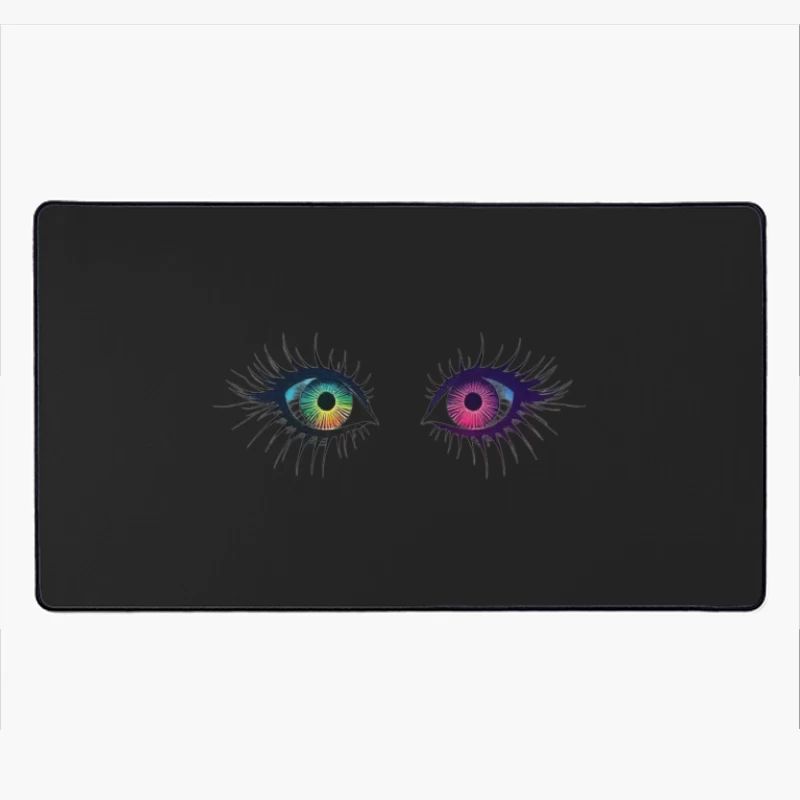 Artistic Illustration of Colorful Heterochromatic Eyes Desk Mat