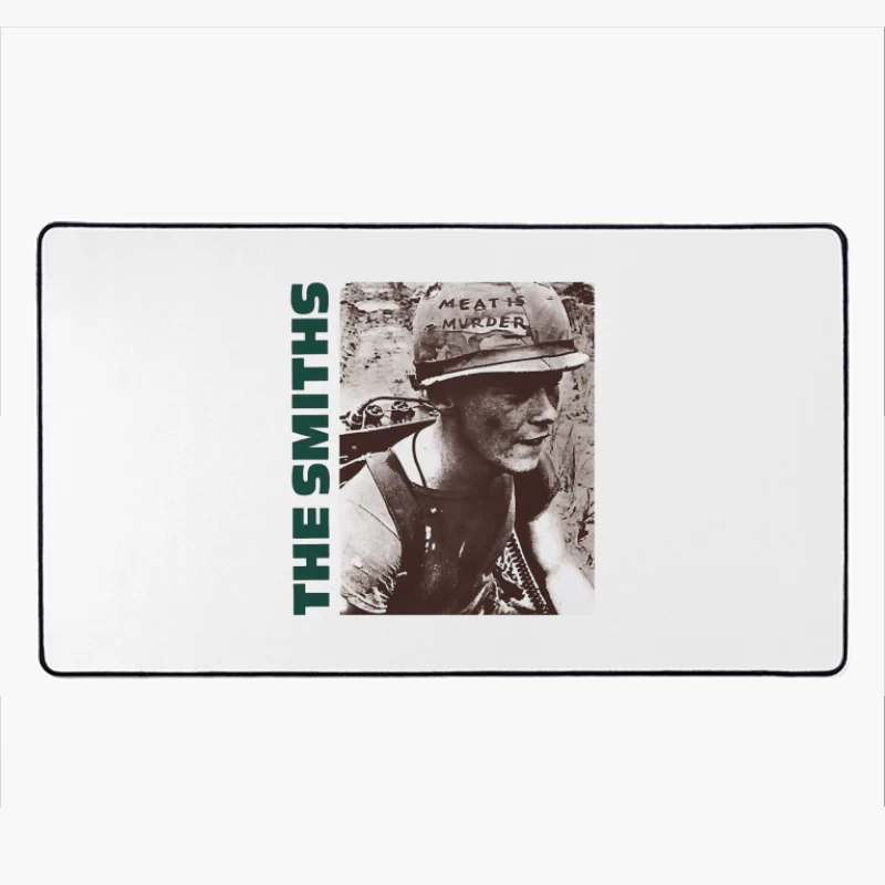 Vintage Activist Portrait with "Meat is Murder" Helmet Desk Mat