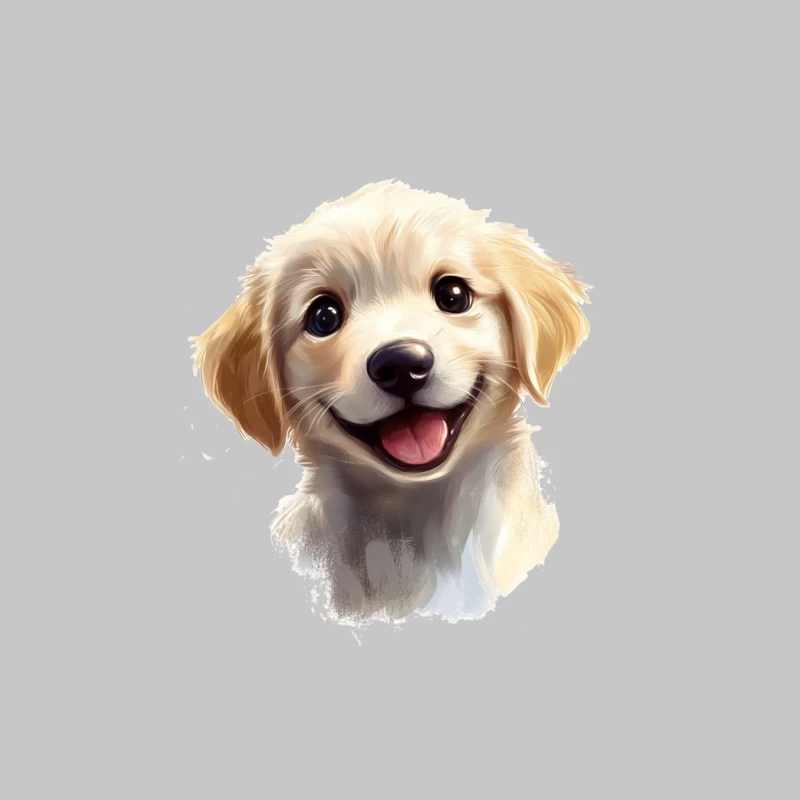 Adorable Smiling Golden Retriever Puppy Digital Portrait Female Long Sleeve T-Shirt