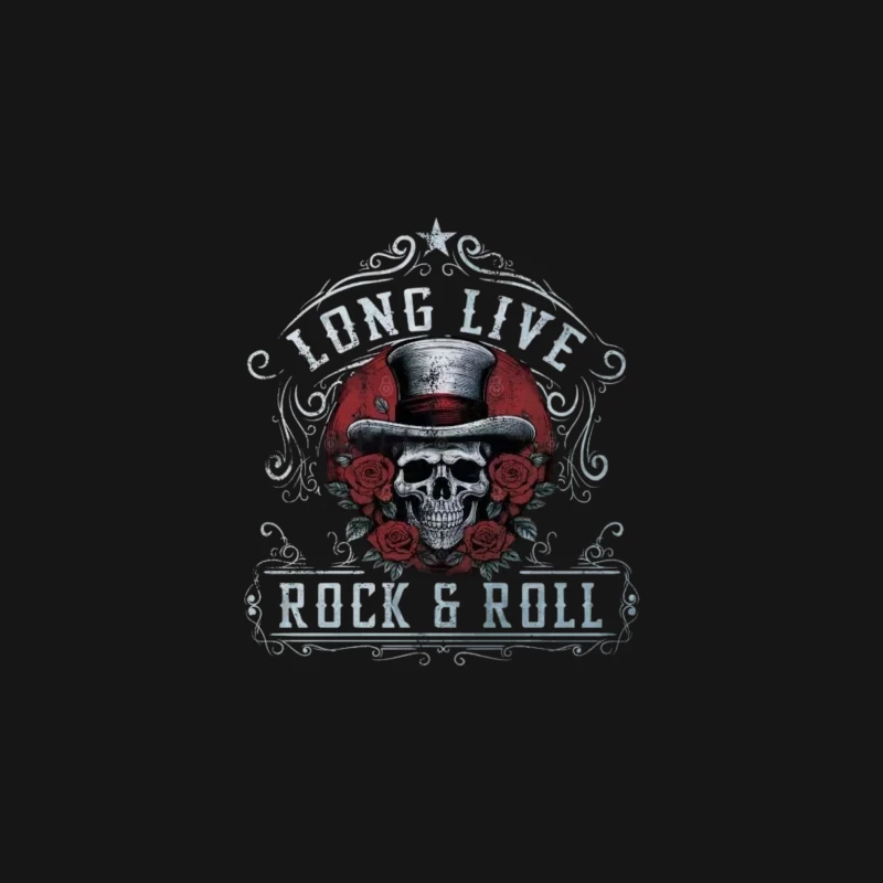 Long Live Rock and Roll Skull Design Male Long Sleeve T-Shirt