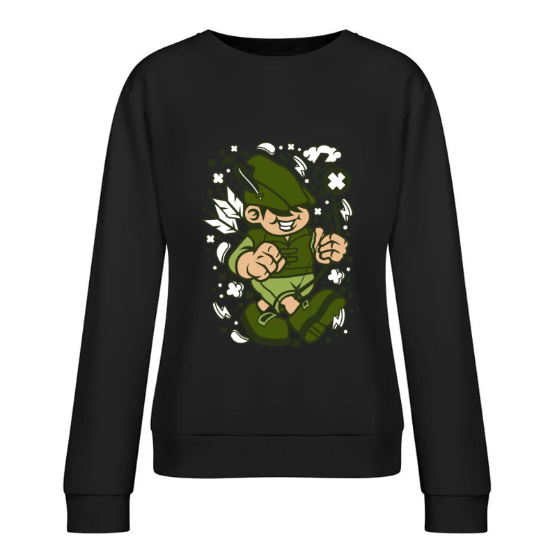 Personnage ludique en tenue verte Femme Sweat-shirt à enfiler