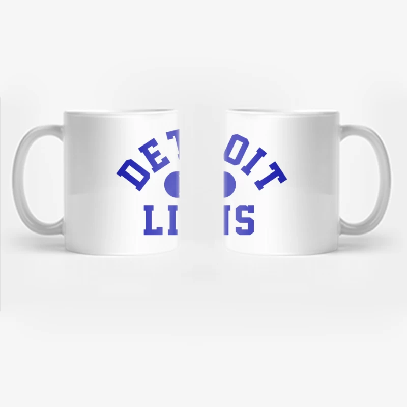 Detroit Lions XXL Sports Team Logo in Blue Typography Coffee Mug