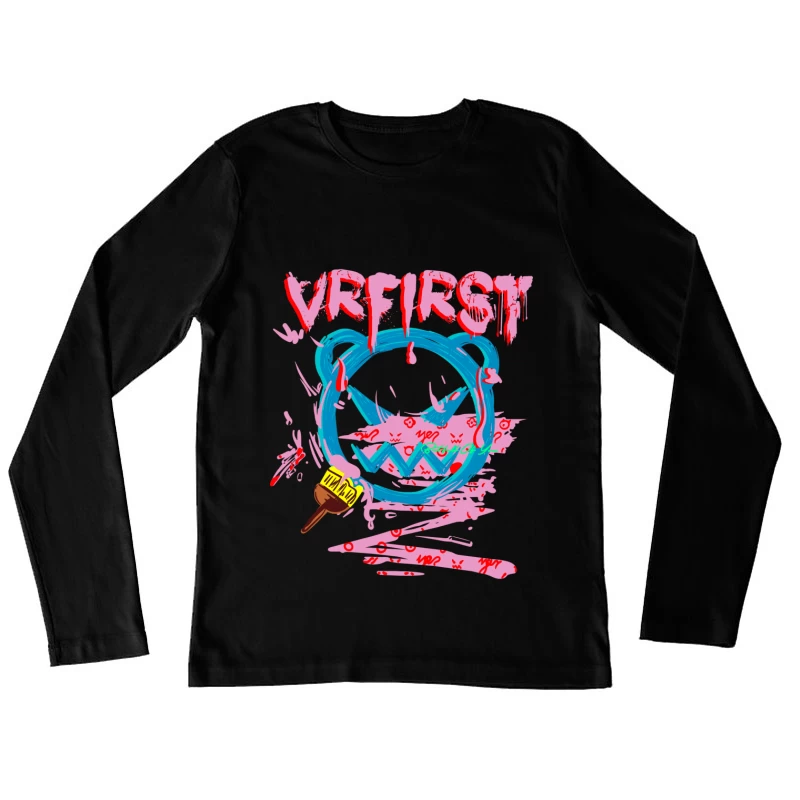 Graffiti Bär und Pinsel Damen Langarm T-Shirt