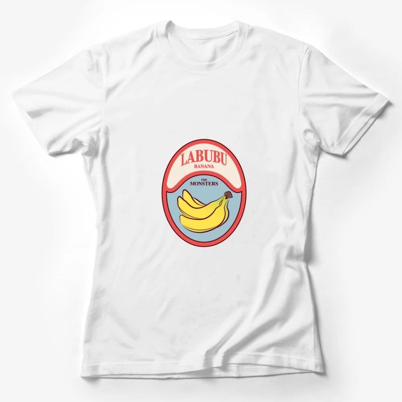 Labubu Bananen Grafik Abzeichen Damen T-Shirt