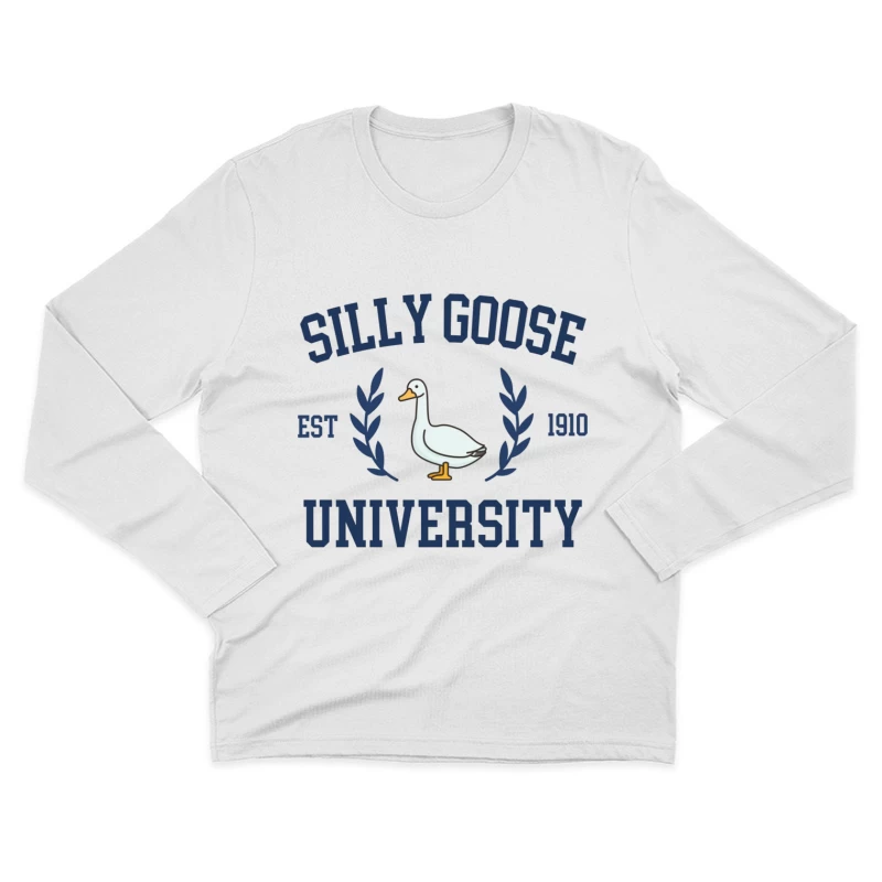 Silly Goose University Vintage-Style Logo Design Male Long Sleeve T-Shirt